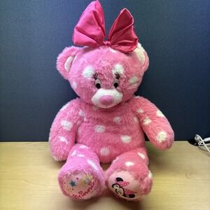 Build A Bear Pink Polka Dot Disney Minnie Mouse W/Bow Plush Stuffed Animal